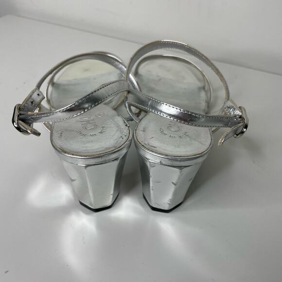 CHANEL Vintage Silver Mule Sandals Heels 37 - Picture 5 of 13
